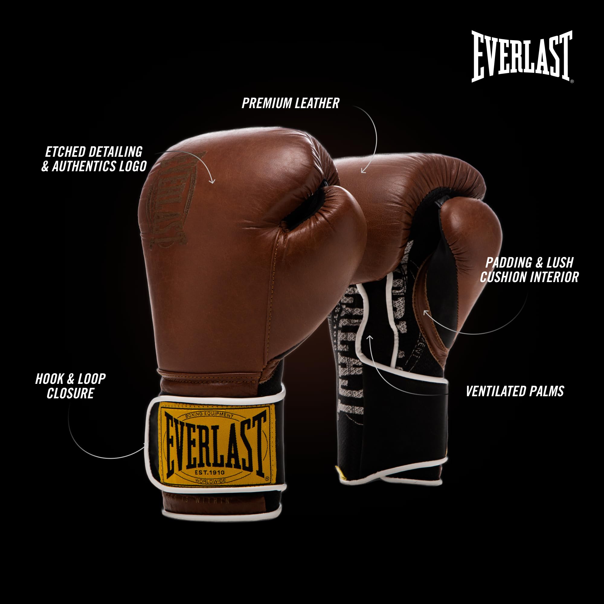 EVERLAST ボクシンググローブ 12oz ブラウン Everlast P00002501 1910 Classic Training Glove Brown 12OZ
